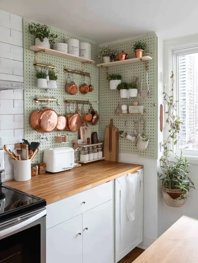 Aesthetic Kitchen Wall Decor Ideas: Pegboard Organization Display