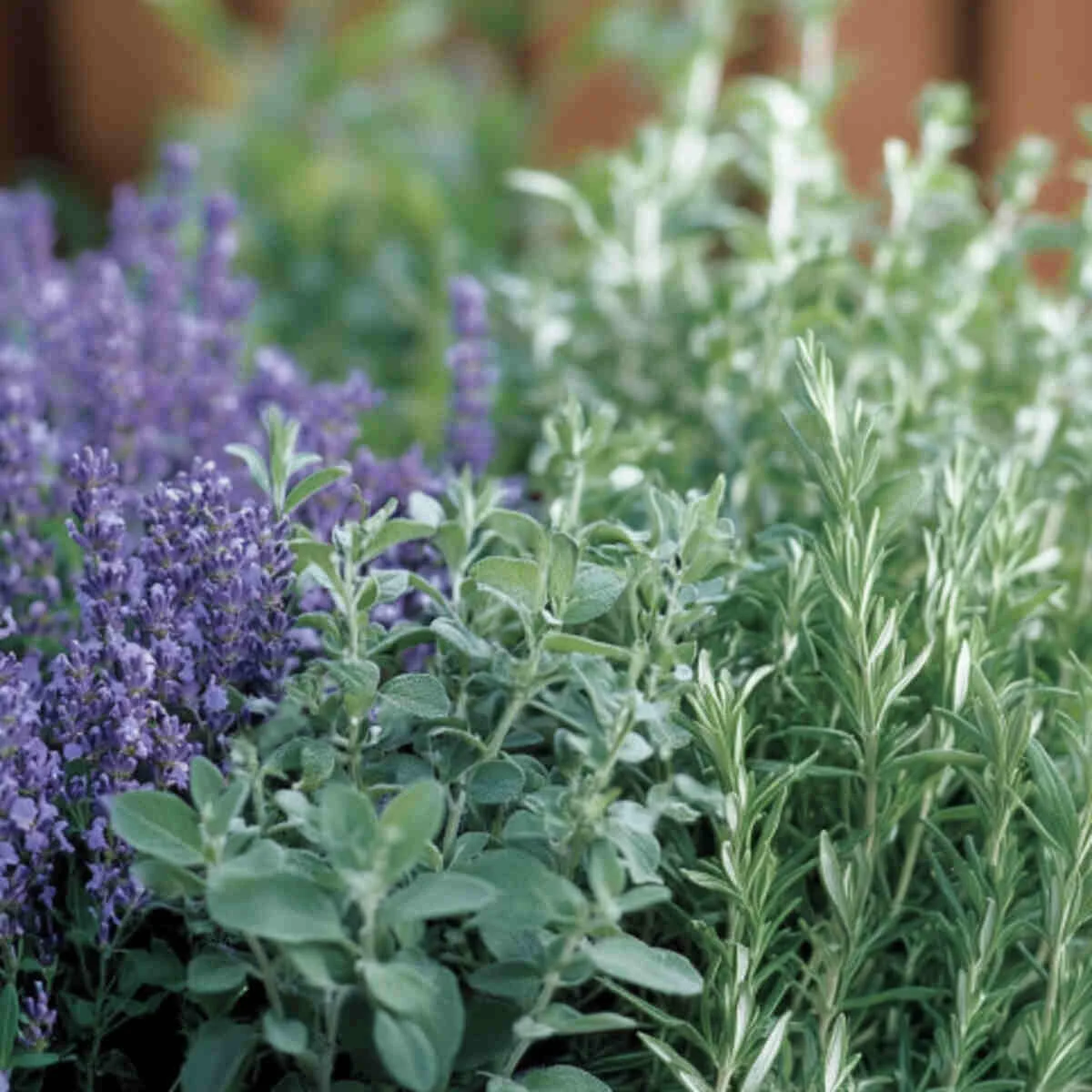 Fragrant herbs lining a sun-drenched walkway