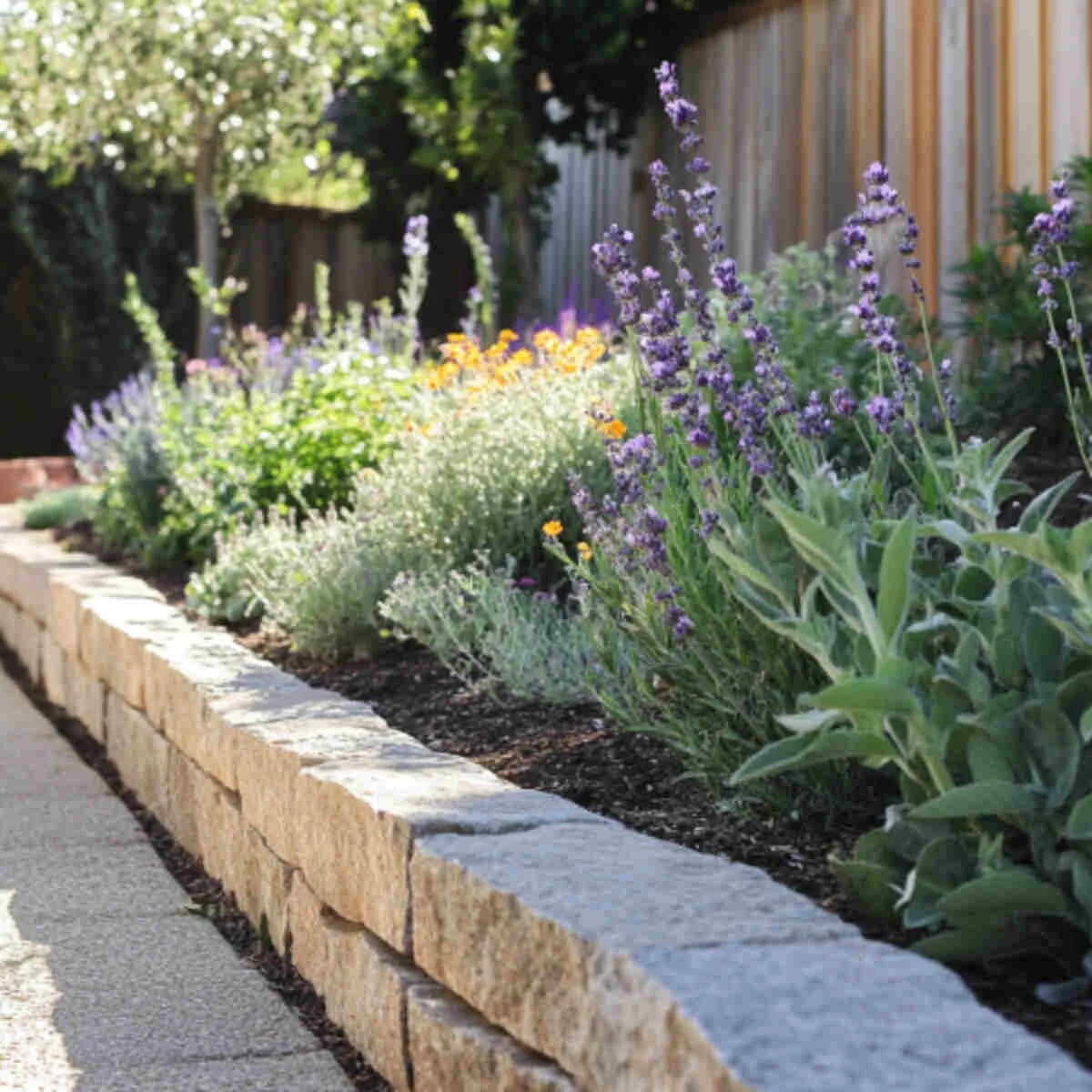 Herbs in a raised garden bed