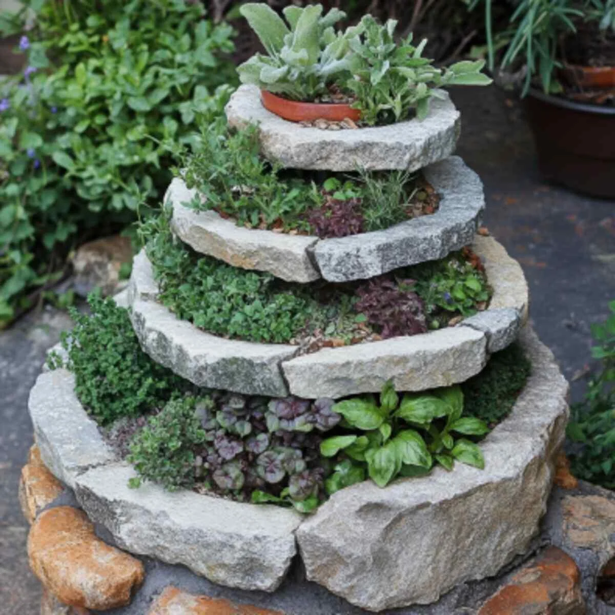 Rustic Stone Herb Spiral
