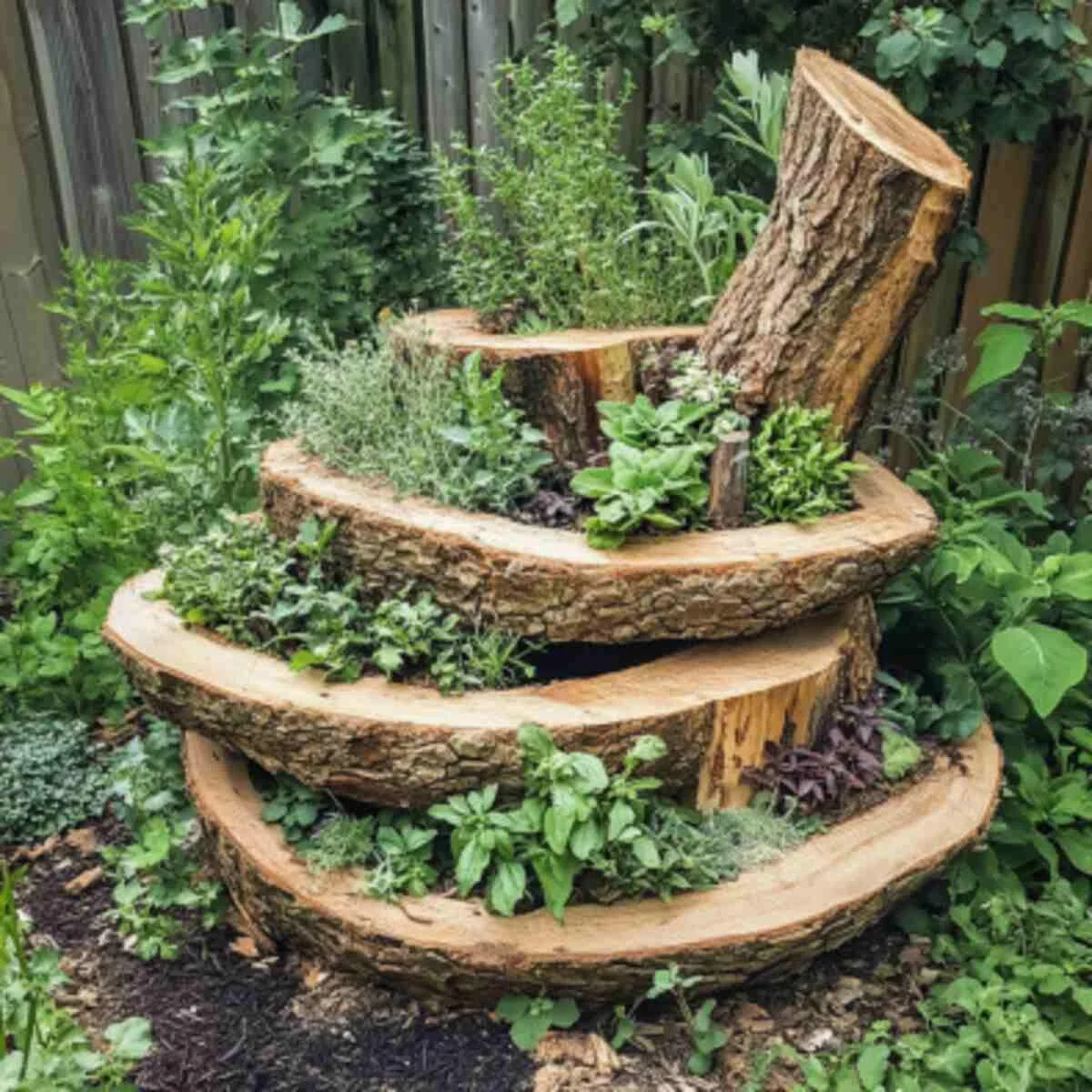Wooden Log Herb Spiral
