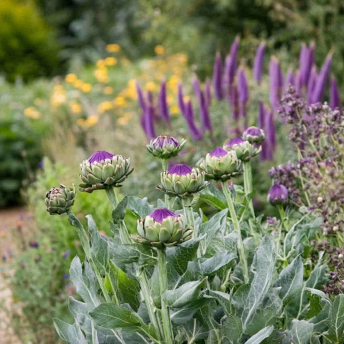 Silver-green artichoke and cardoon plants