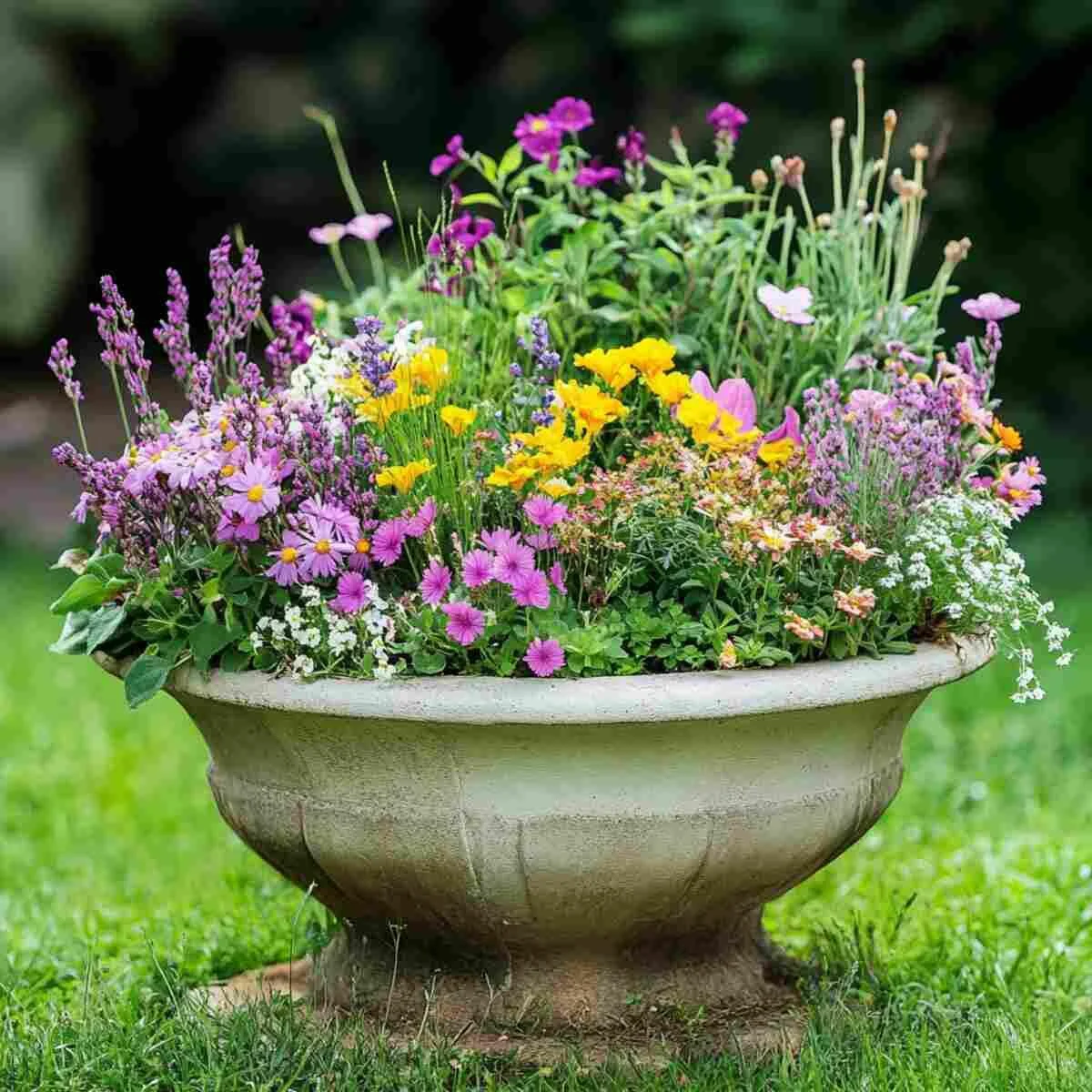 Container garden with butterfly plants