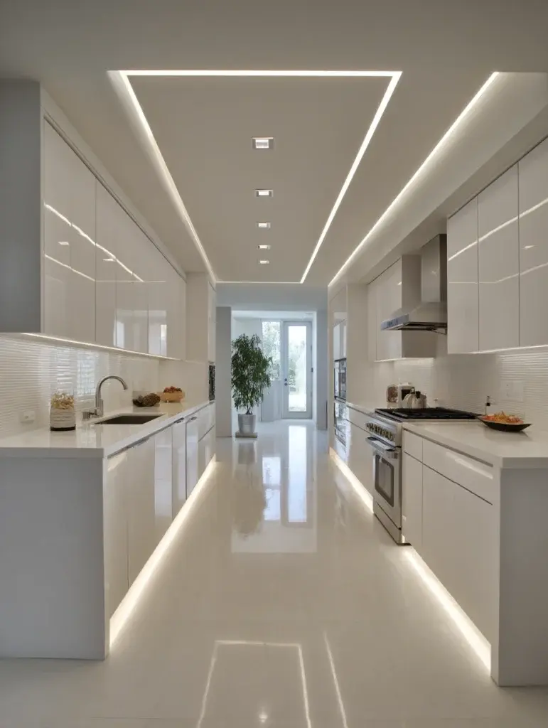 Minimalist Modern Kitchen Ideas: Linear LED Lighting