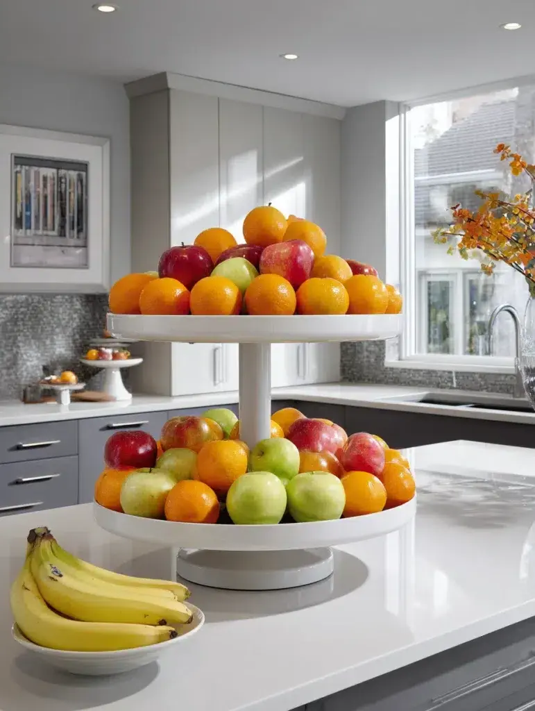 Creative Fruit Basket Ideas for Your Kitchen: Double-Decker Rotating Stand