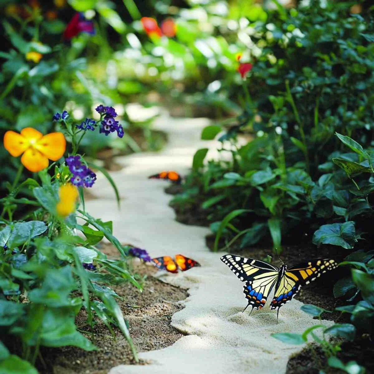 Butterflies gathering at a puddling station