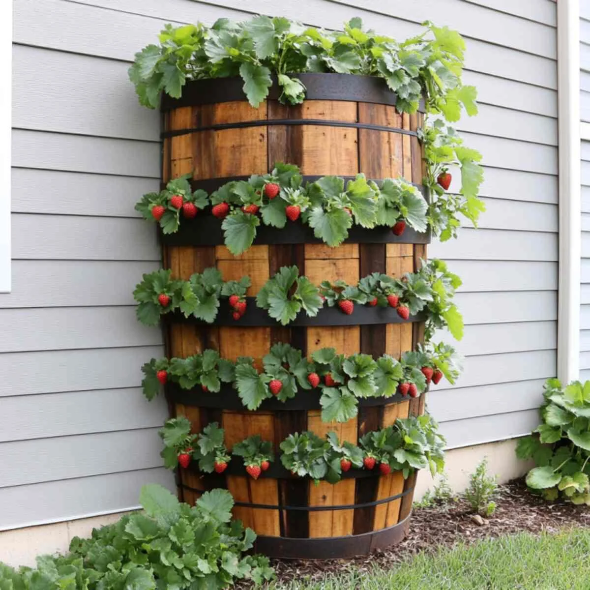 Vertical Barrel Planter (with holes drilled)