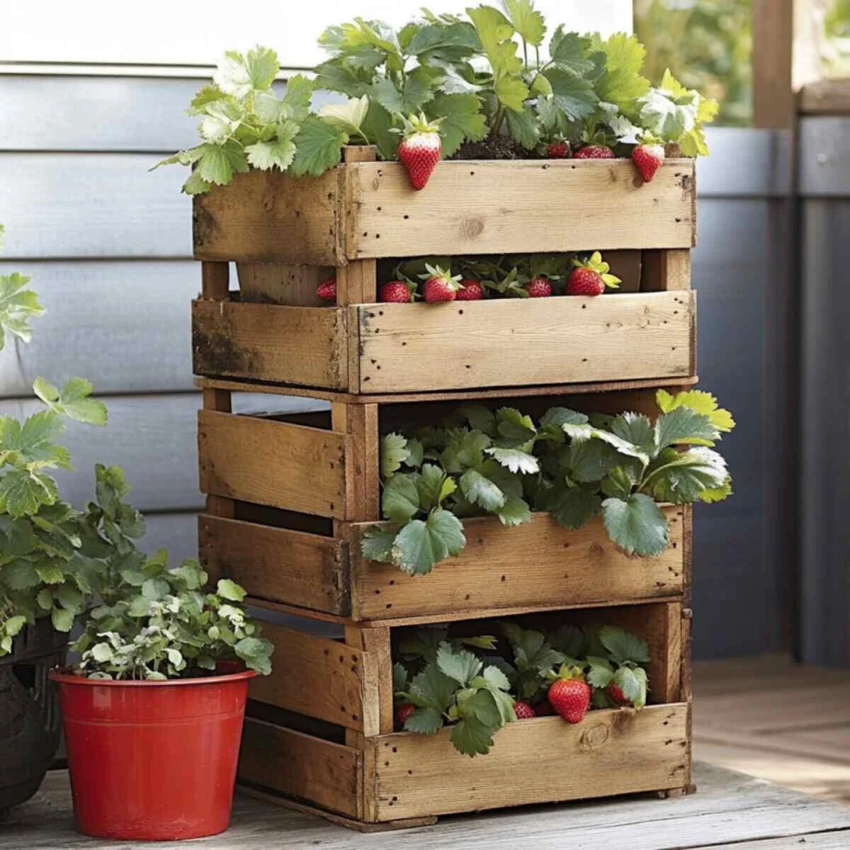 Wooden Crate Stack Planter